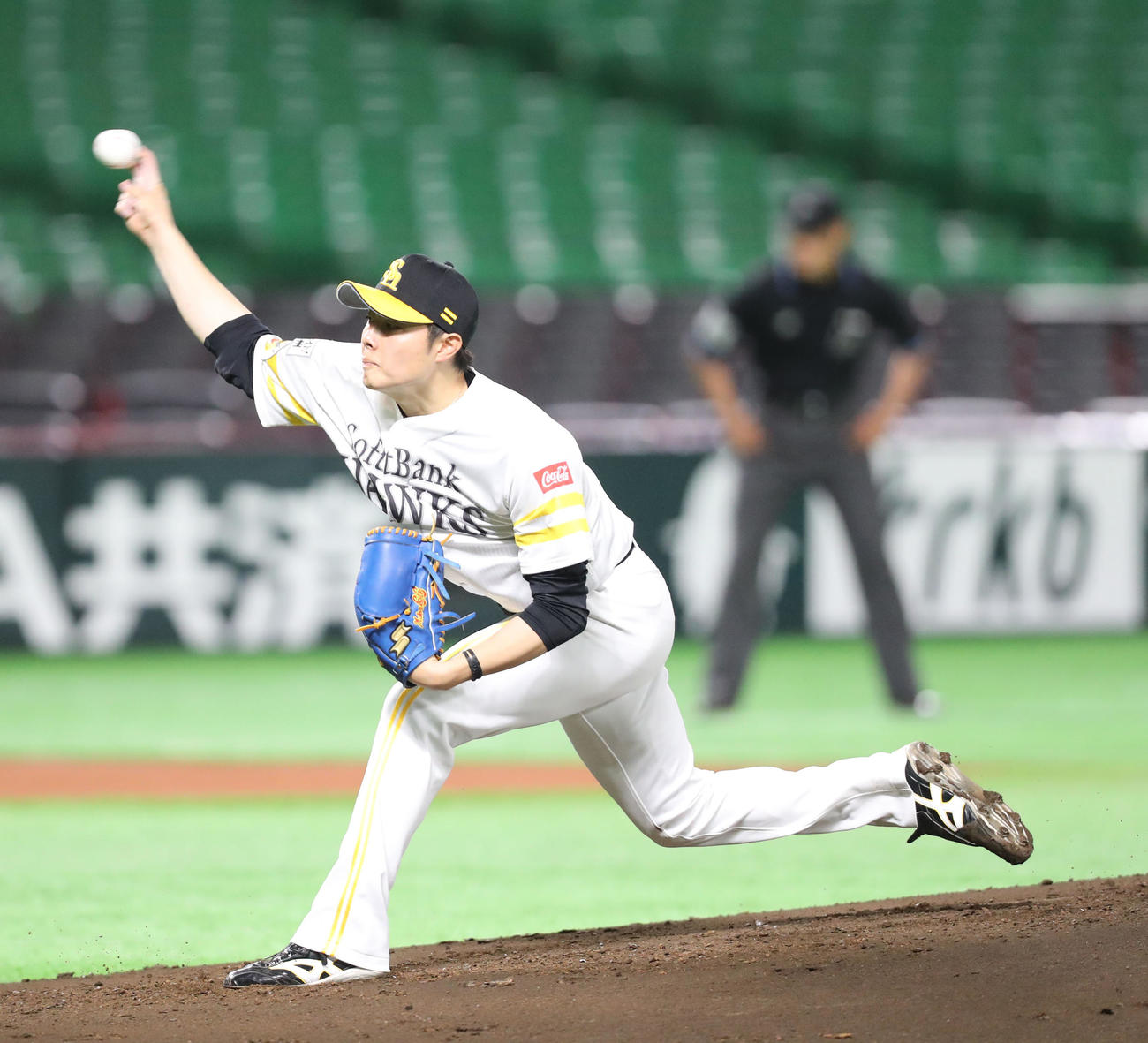 ソフトバンク対ロッテ　ソフトバンク先発・松本裕樹（撮影・梅根麻紀）