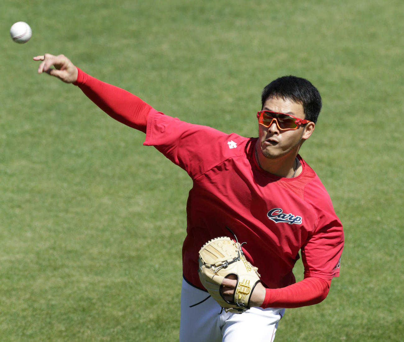 ヤクルト戦に先発予定の薮田（撮影・加藤孝規）