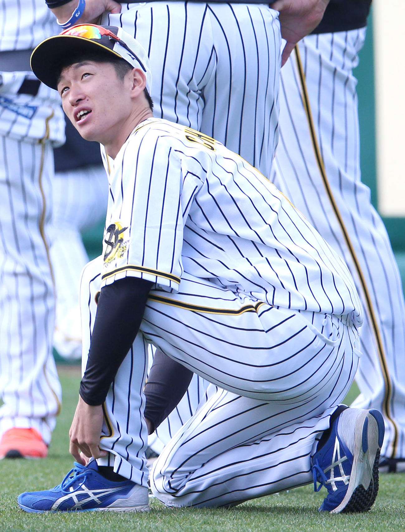 甲子園で練習する近本（撮影・上山淳一）