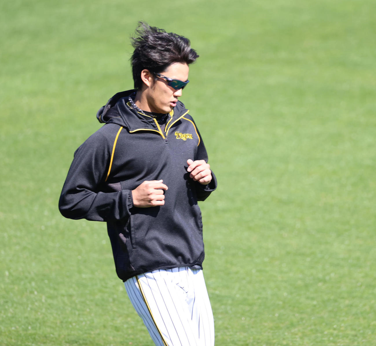 甲子園で練習を行う藤浪晋太郎（2020年3月25日撮影）