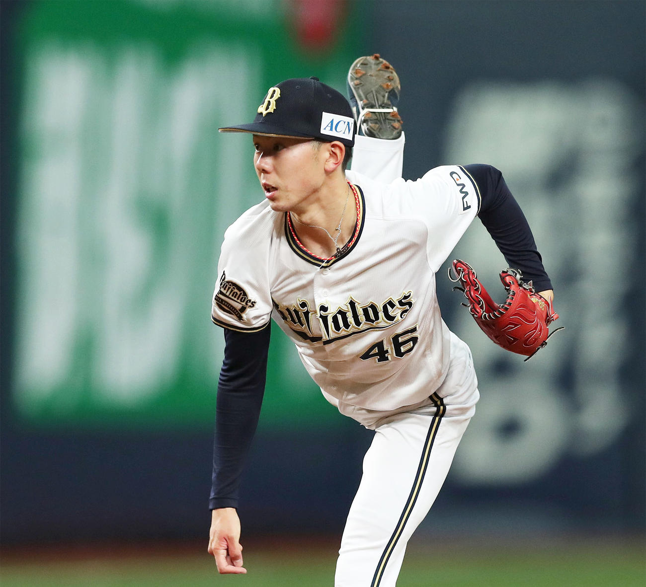ソフトバンク戦に先発し5回3失点のオリックス本田（撮影・前田充）