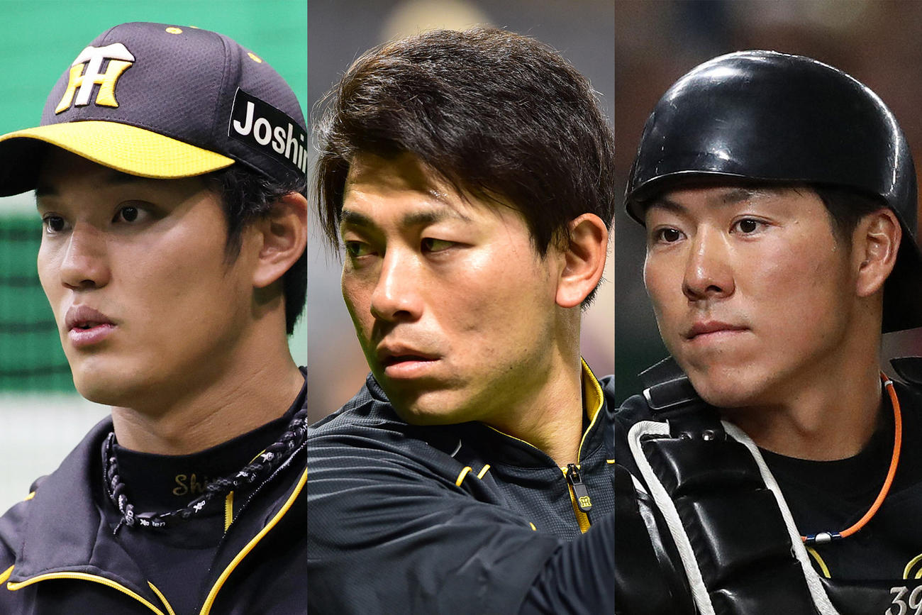 新型コロナウイルス感染が発表された左から阪神藤浪晋太郎、伊藤隼太、長坂拳弥