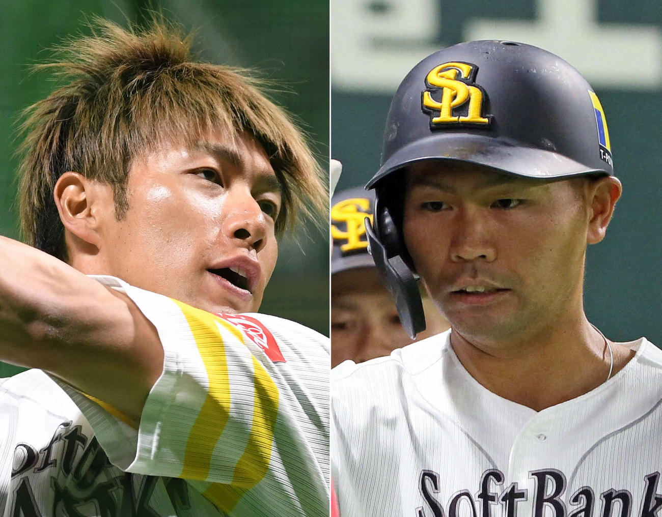 ソフトバンク柳田（左）と中村晃