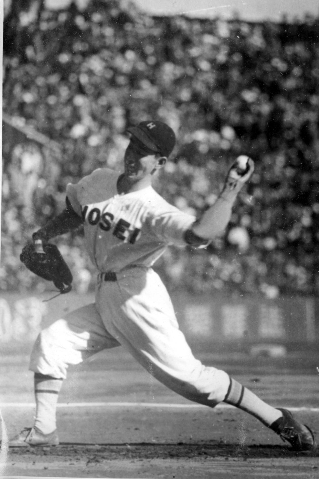 1949年秋、来日したサンフランシスコ・シールズ戦で好投した関根潤三