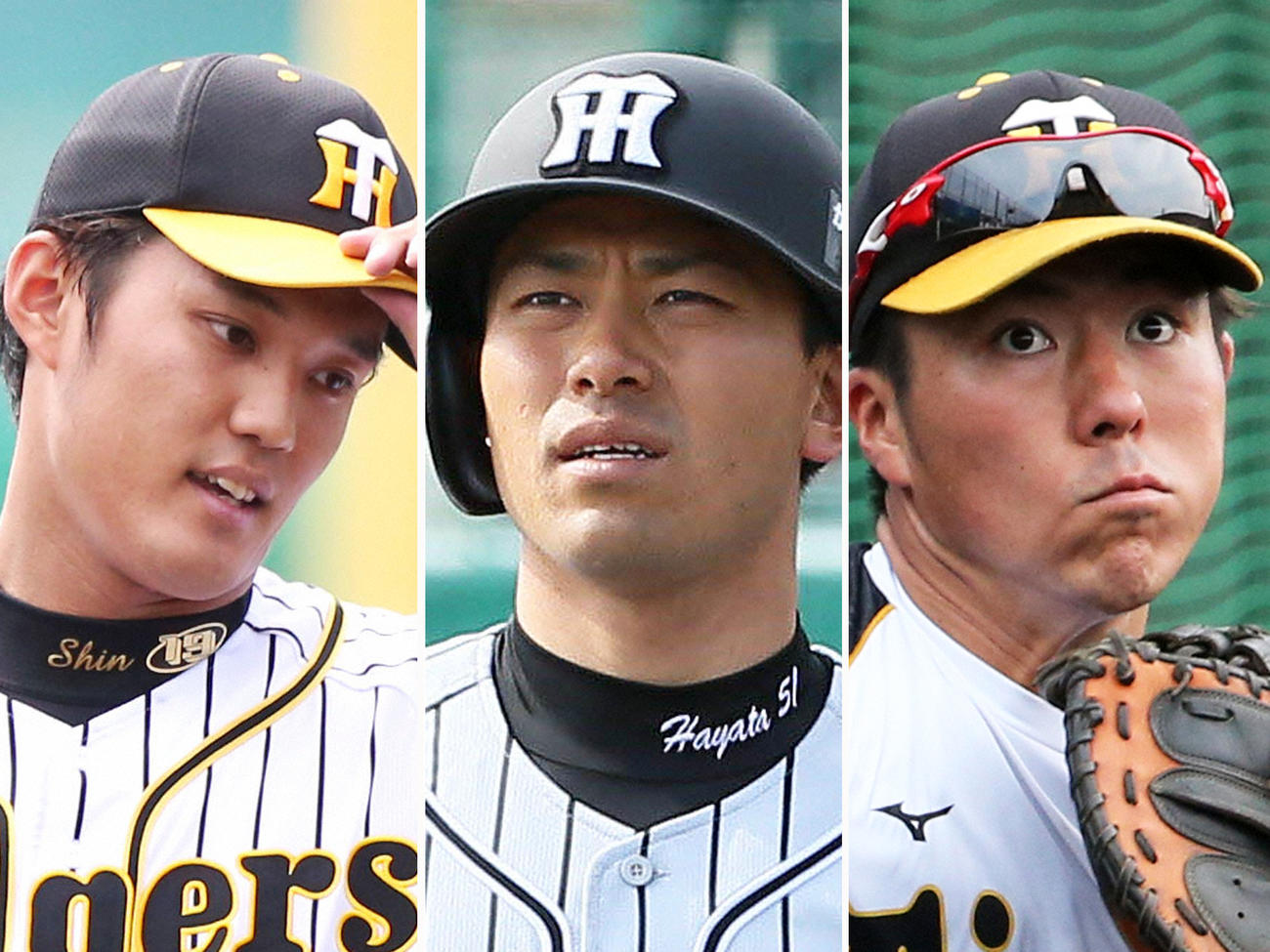 新型コロナウイルス感染が発表された左から阪神藤浪晋太郎、伊藤隼太、長坂拳弥