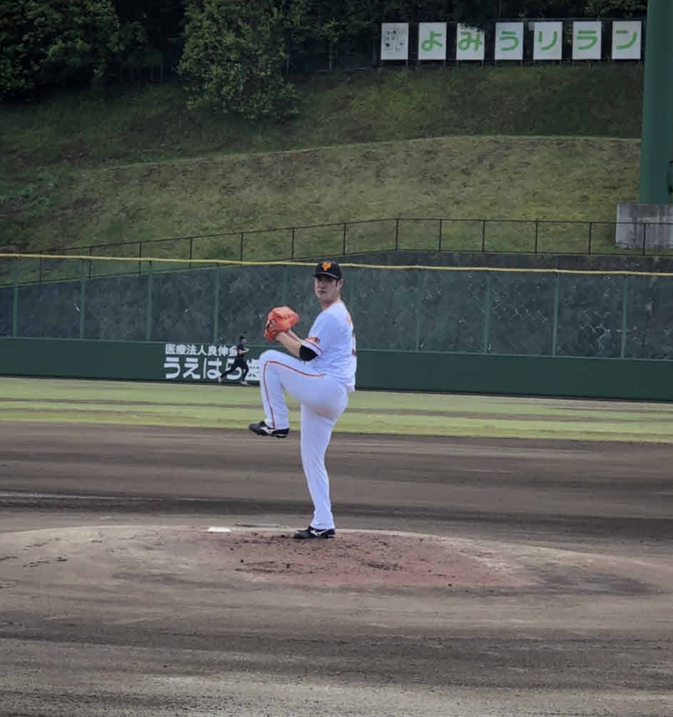 フリー打撃に登板した巨人大竹（球団提供）