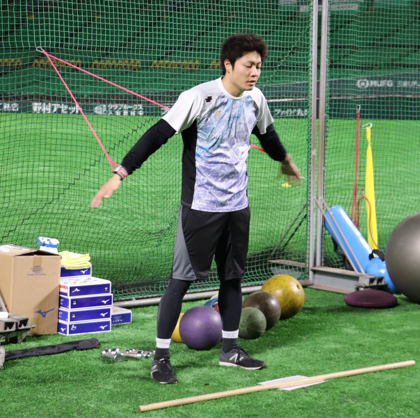 ペイペイドームで汗を流す松本裕樹（球団提供）