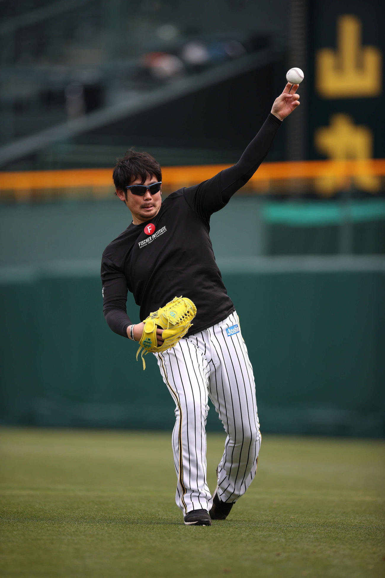 甲子園球場で自主練習を行う阪神岩田（球団提供）