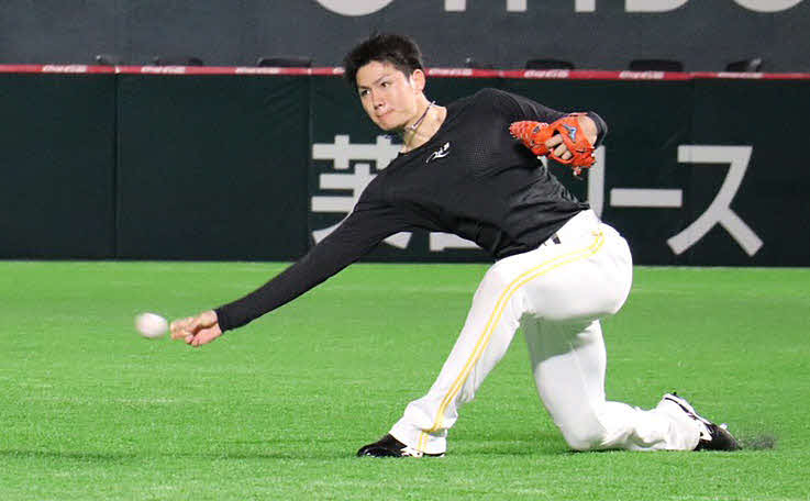 投球練習する高橋礼（球団提供）