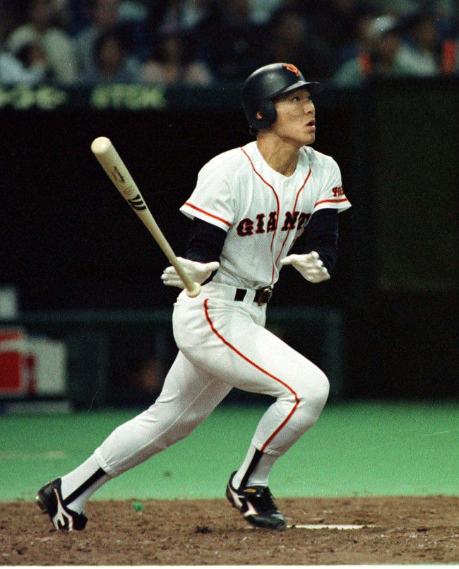 1993年5月2日の巨人対ヤクルト　9回、プロ1号を放つ松井秀喜