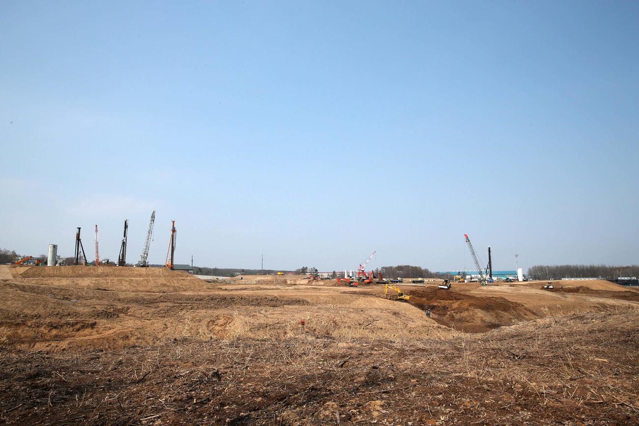 日本ハムが建設中のボールパーク「Fビレッジ」内の新球場「エスコン・フィールドHOKKAIDO」の本格的な工事が始まった（撮影・黒川智章）