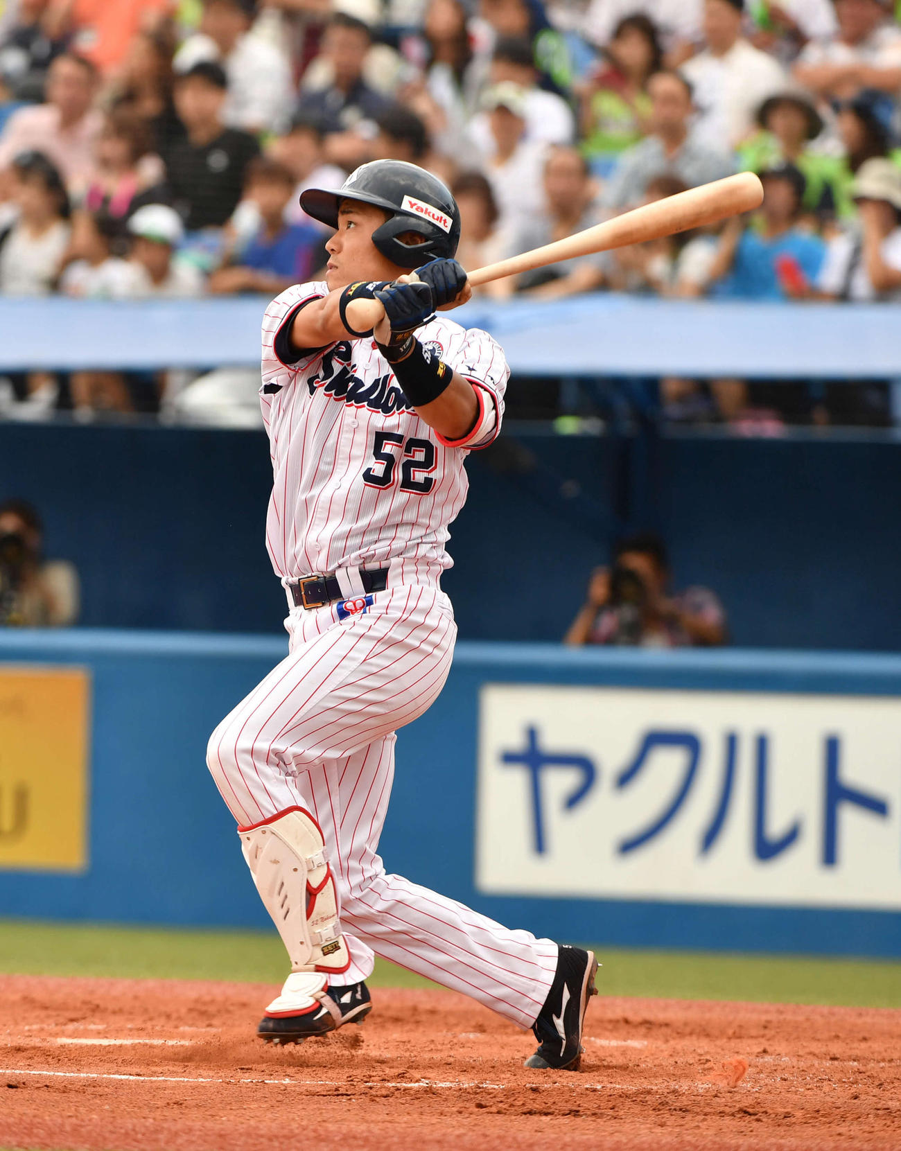 ヤクルト中村悠平（18年6月9日撮影）