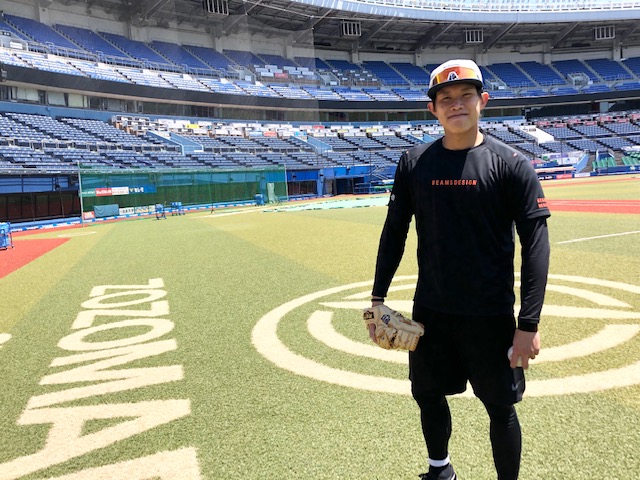 ZOZOマリンで自主練習を行ったロッテ・チェン