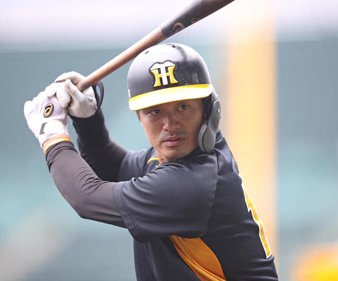 自主練習を行う阪神坂本誠志郎（球団提供）