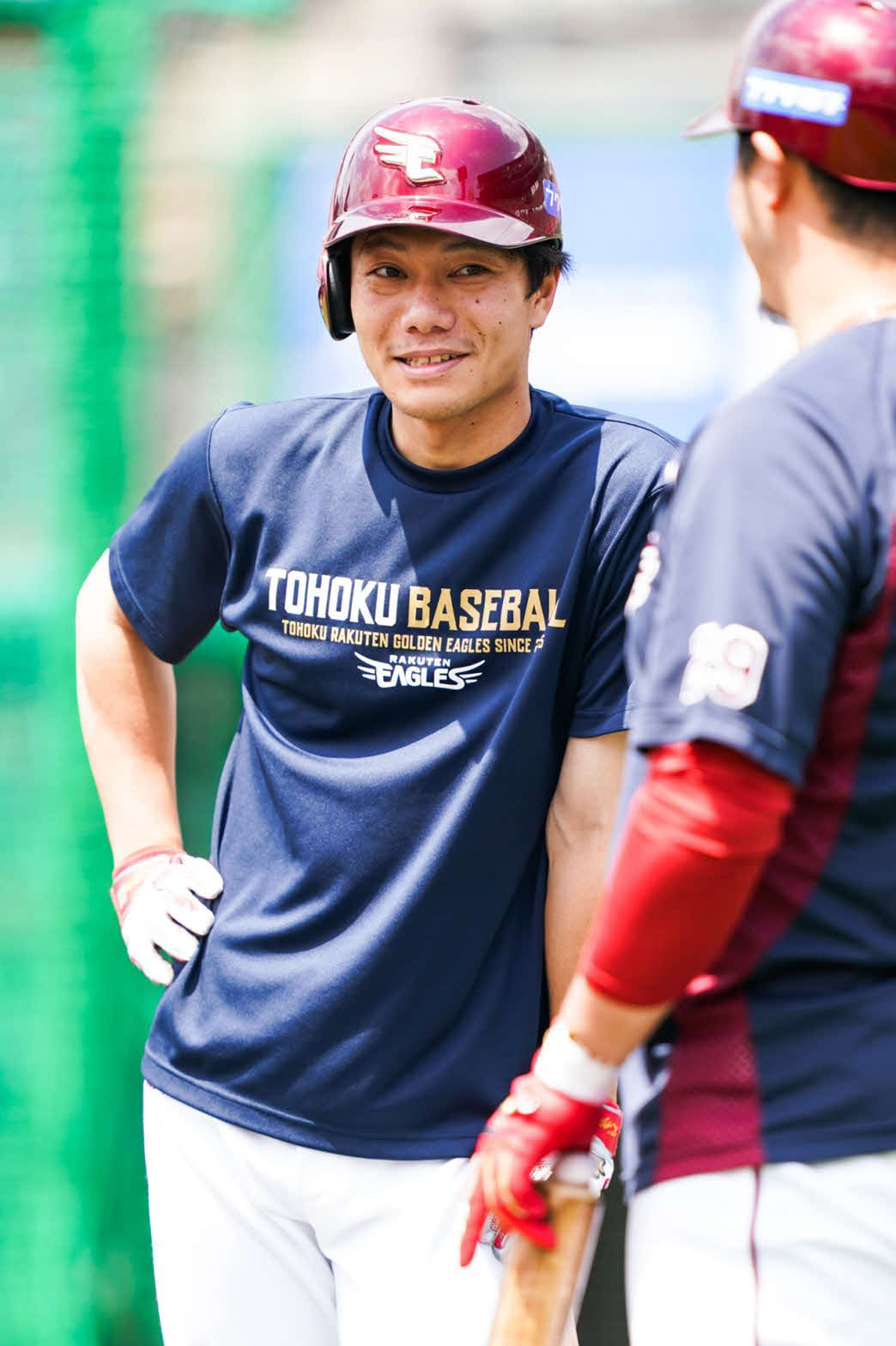 自主練習で打撃練習を行う楽天田中（球団提供）