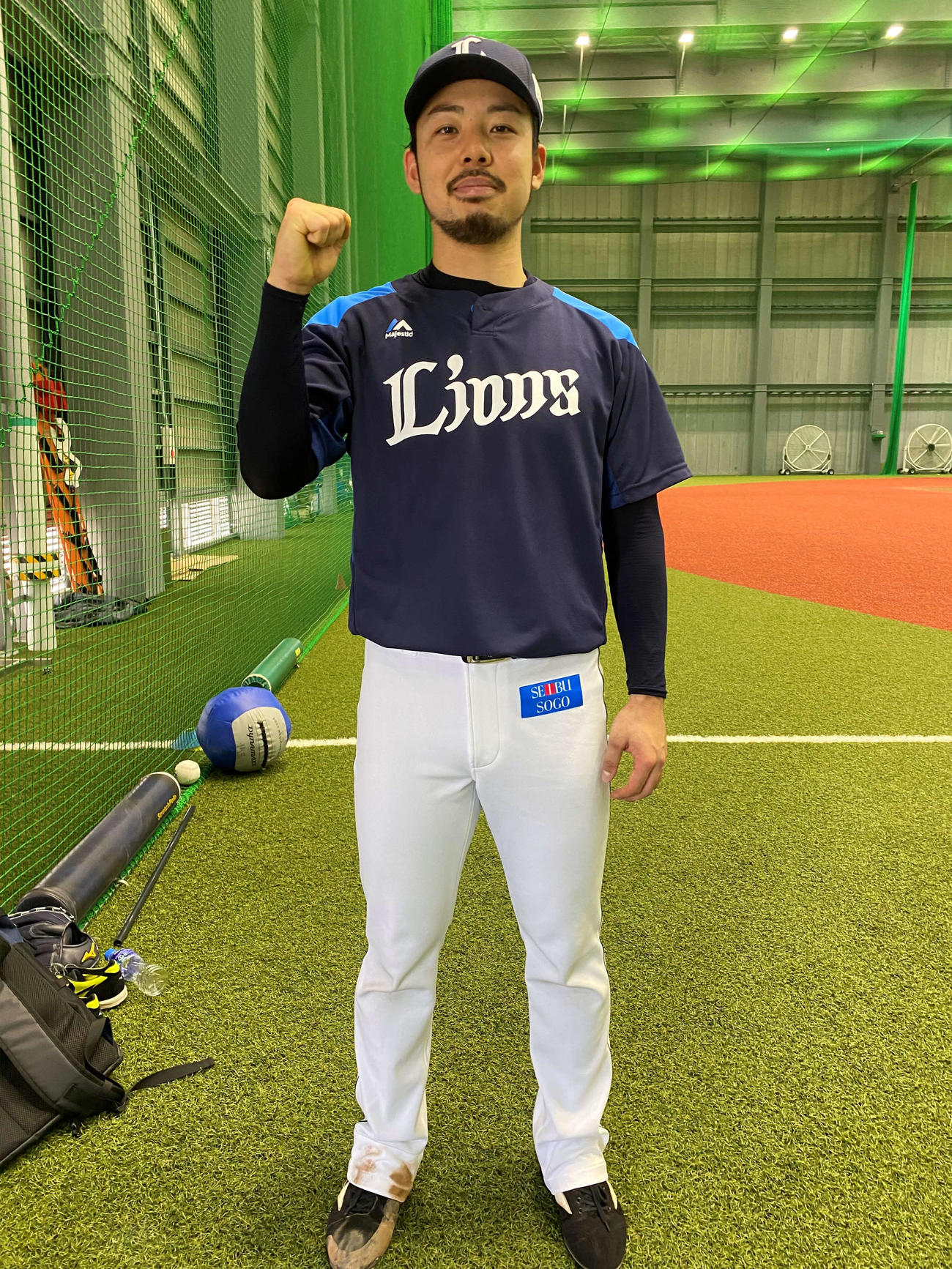 ひげがトレードマークの西武本田（球団提供）