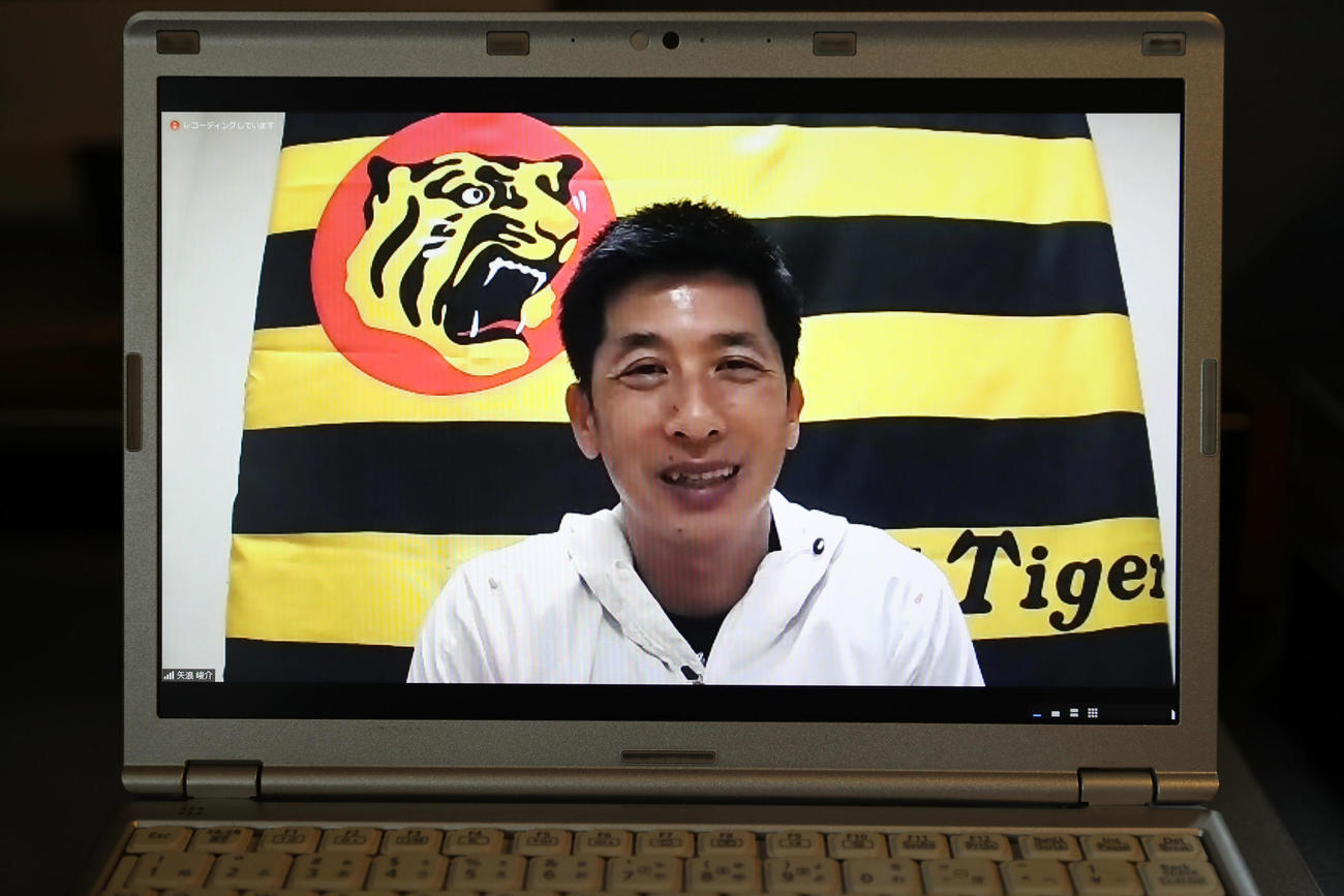 オンライン取材に応じる阪神矢野監督（撮影・前田充）