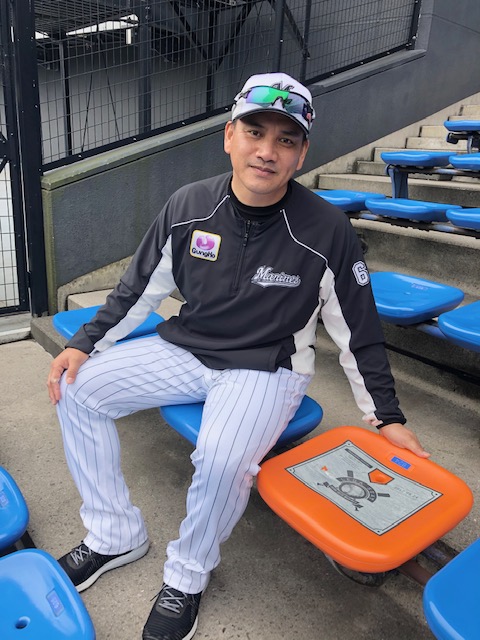 ロッテ井口監督の現役最後の本塁打着地点はオレンジに塗られている（球団提供）