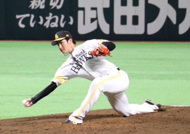シート打撃に登板した高橋礼（撮影・球団提供）