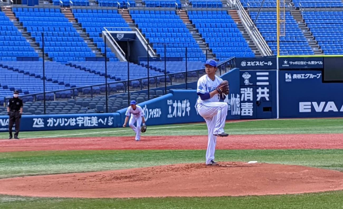 シート打撃に登板したDeNA今永（球団提供）