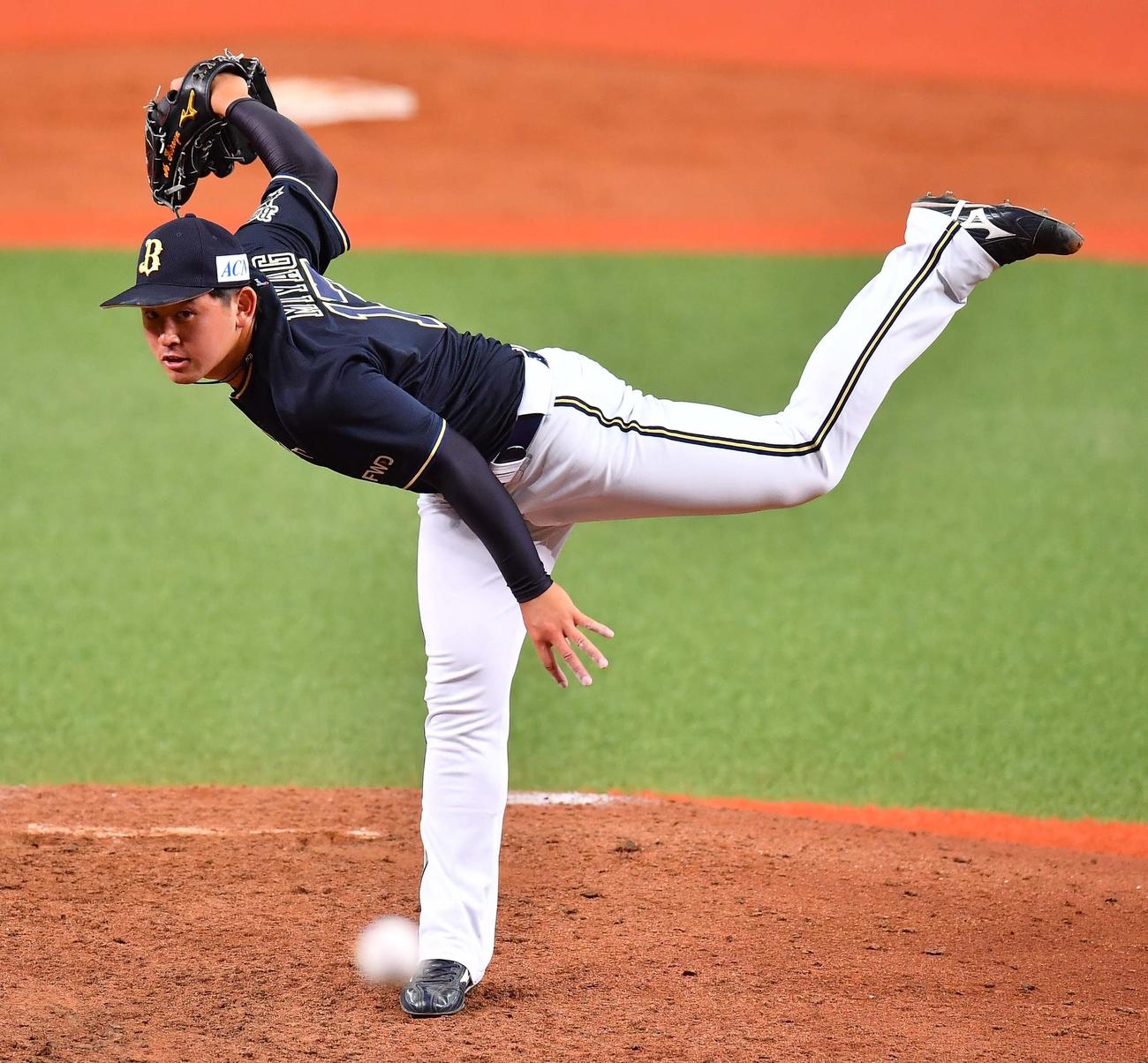 オリックス紅白戦　7回から登板し2イニングを無失点に抑えた宮城（撮影・上田博志）