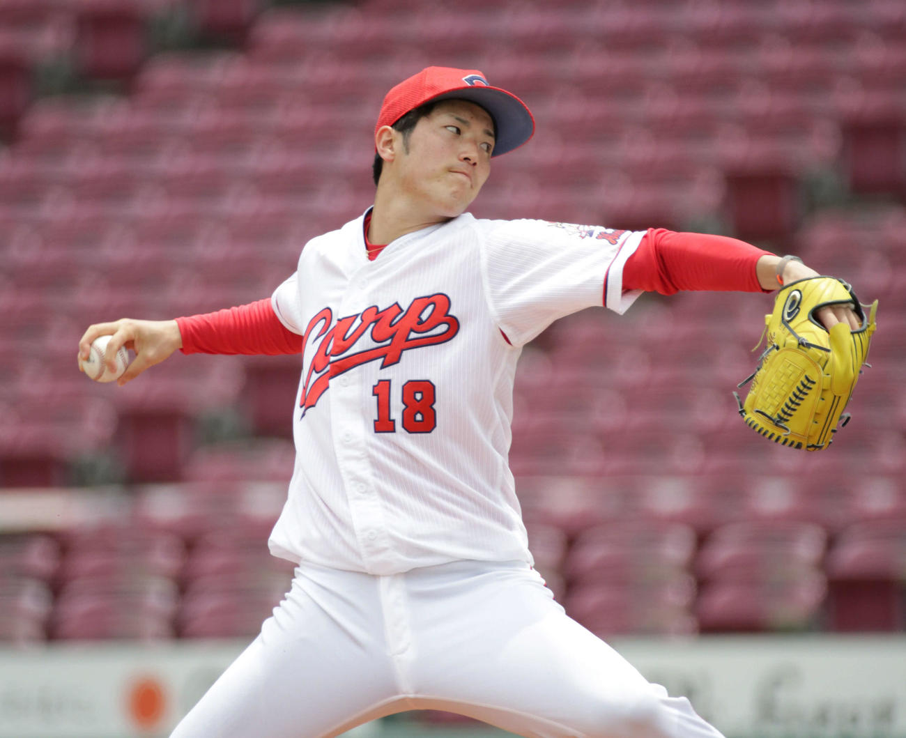 紅組先発の広島森下（撮影・加藤孝規）