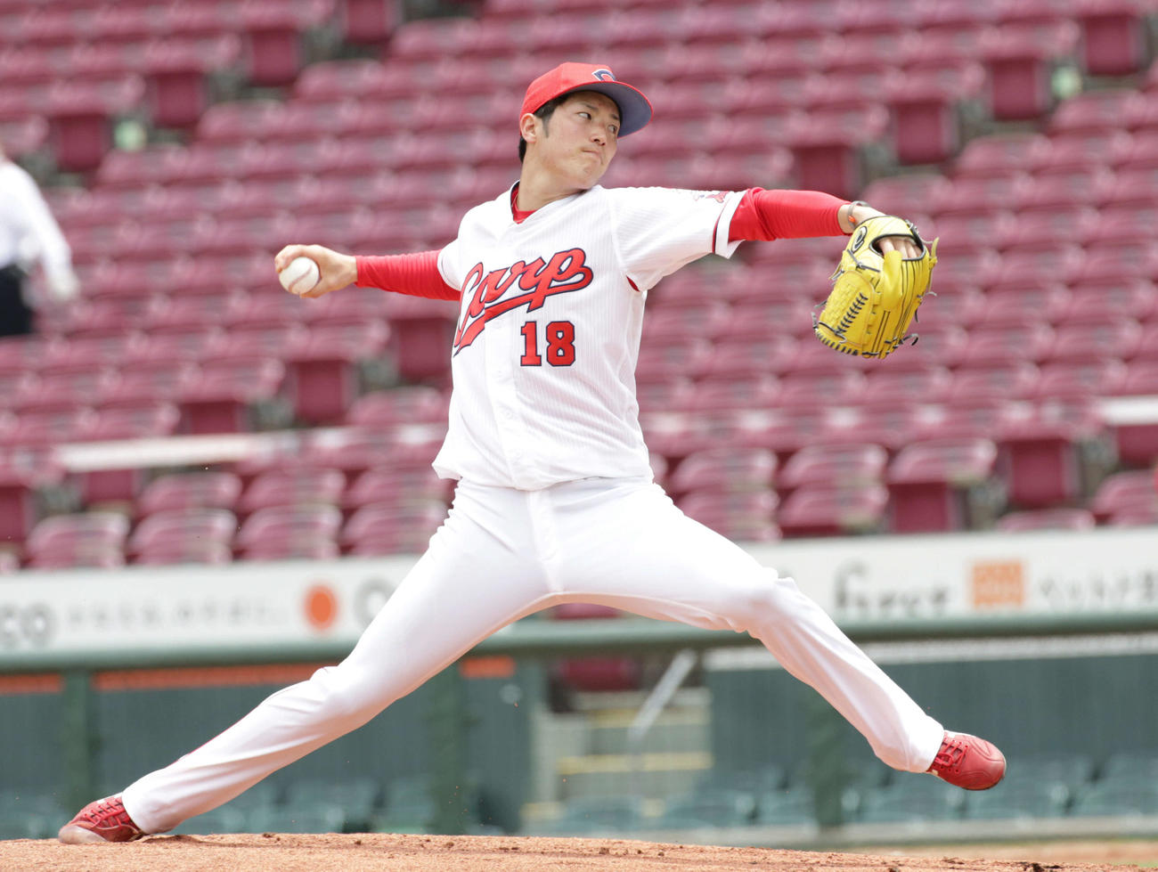 紅組先発の広島森下（撮影・加藤孝規）