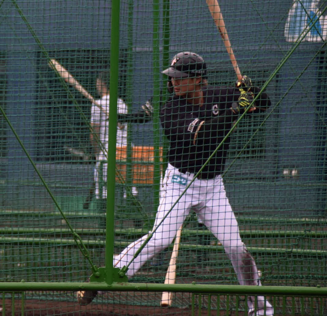 打撃練習を行う日本ハム西川（球団提供）
