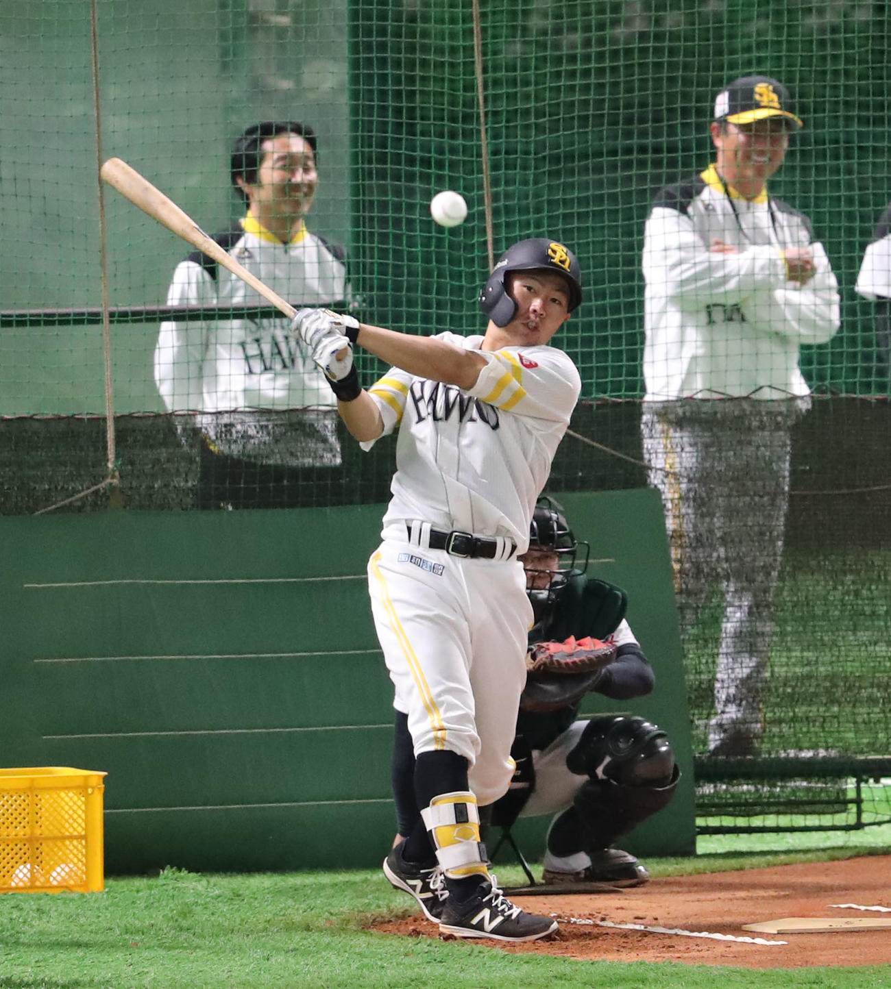 ソフトバンク中村晃（2020年3月30日撮影）