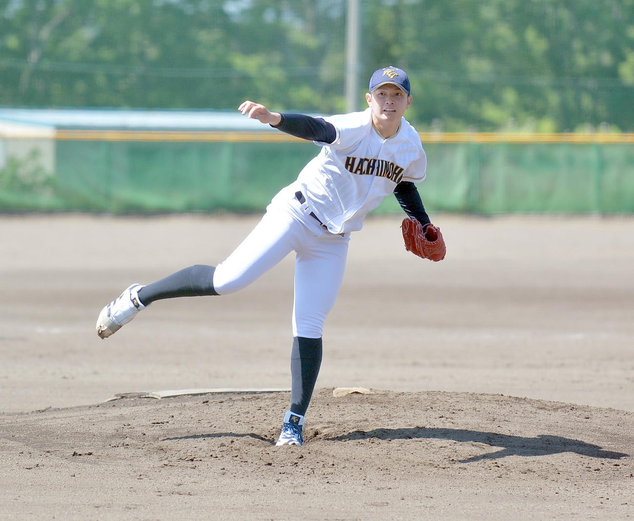 八戸学院光星対八戸学院大　3回8奪三振の好投を見せた八戸学院大・大道（撮影・鎌田直秀）