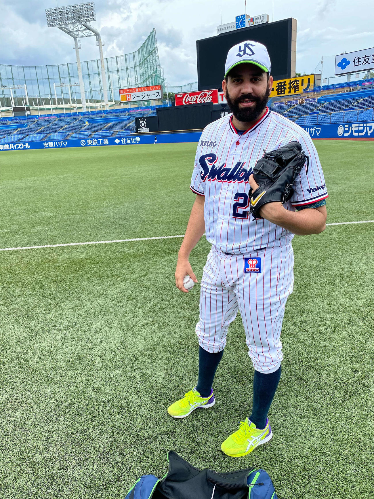 練習試合先発に向けて意気込むヤクルト・イノーア（球団提供）