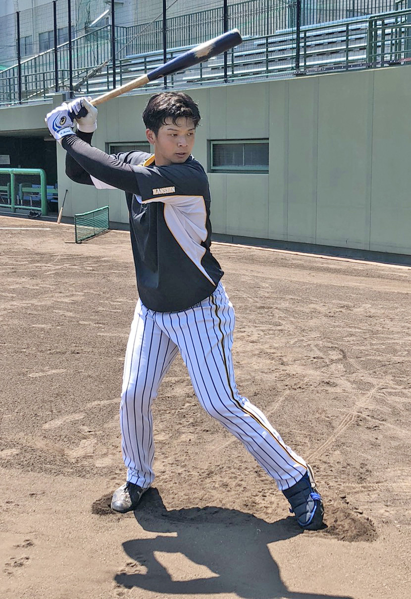 練習を行う井上広大（球団提供）