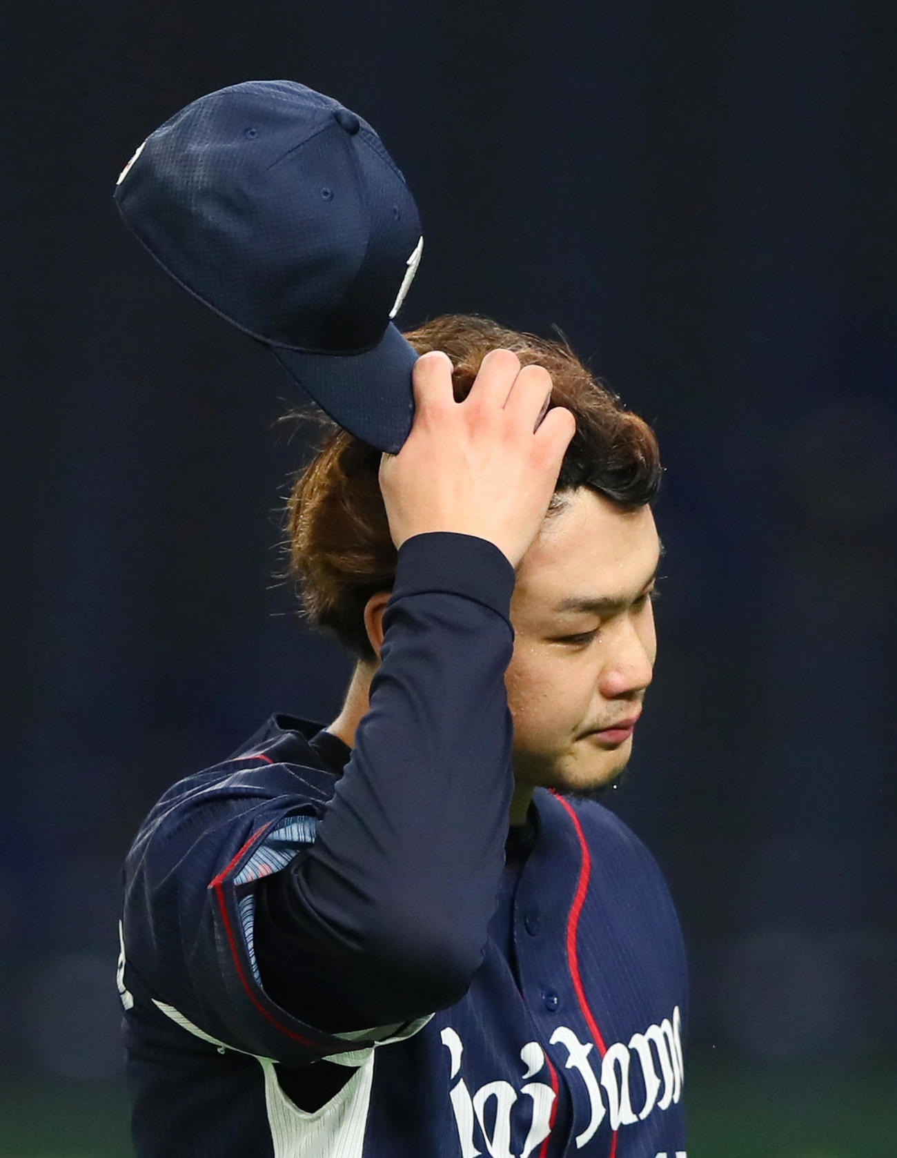 練習試合　巨人対西武　序盤に失点を重ね浮かない表情の西武高橋光（撮影・足立雅史）