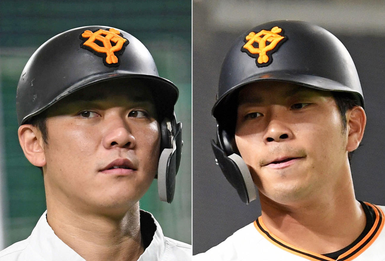 巨人坂本勇人（左）と大城卓三