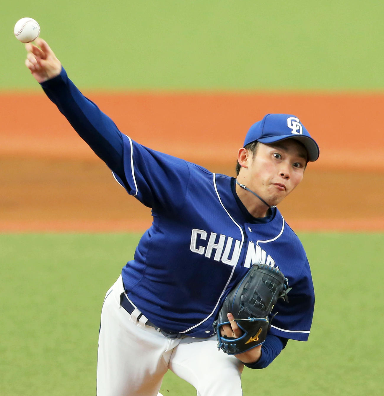 中日先発の岡野（撮影・河田真司）