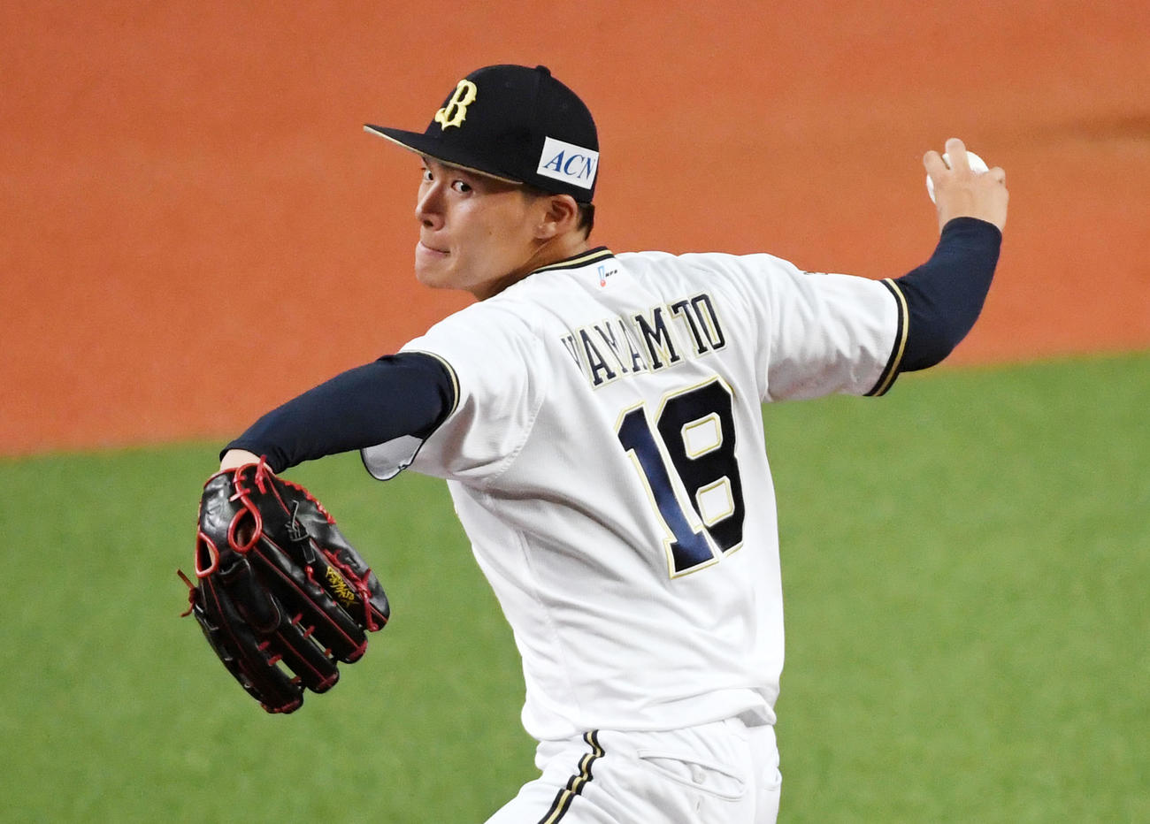 オリックス対広島　オリックス先発の山本（撮影・前岡正明）
