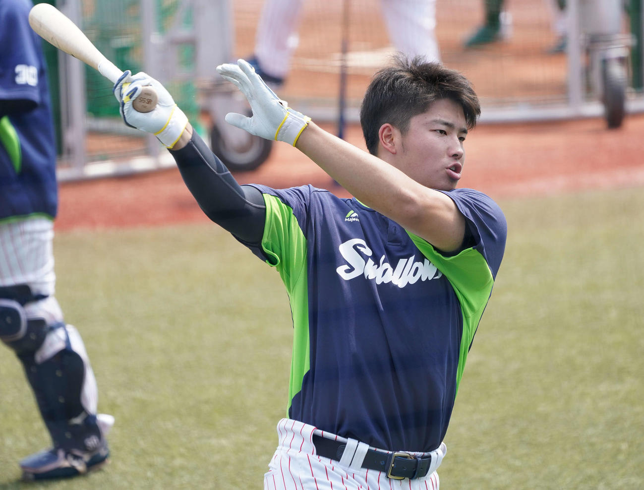 練習に復帰したヤクルト村上（撮影・鈴木みどり）