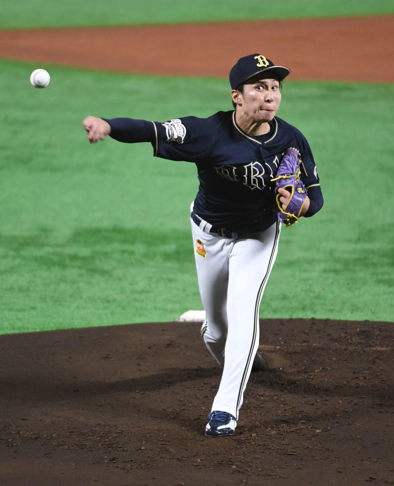 ソフトバンク対オリックス練習試合　先発の村西良太（撮影・今浪浩三）