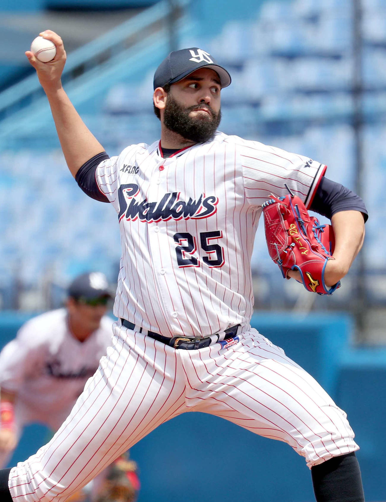 ヤクルト対日本ハム　ヤクルト先発のイノーア（撮影・佐藤翔太）