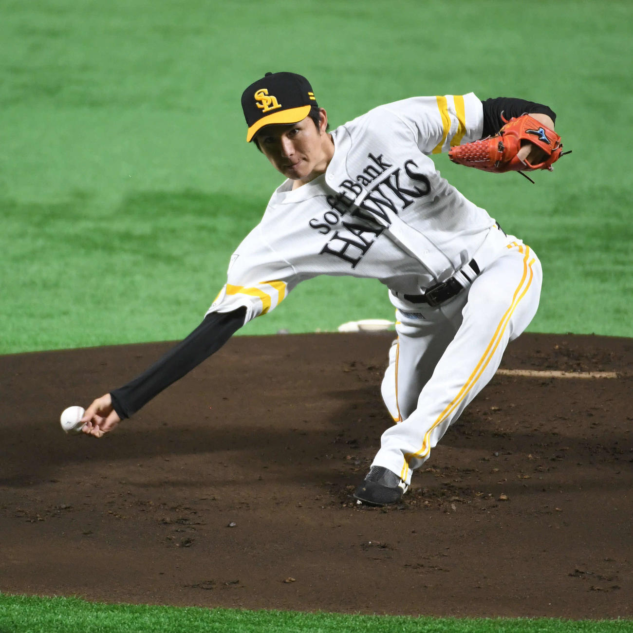 ソフトバンク対オリックス　ソフトバンク先発の高橋礼（撮影・今浪浩三）