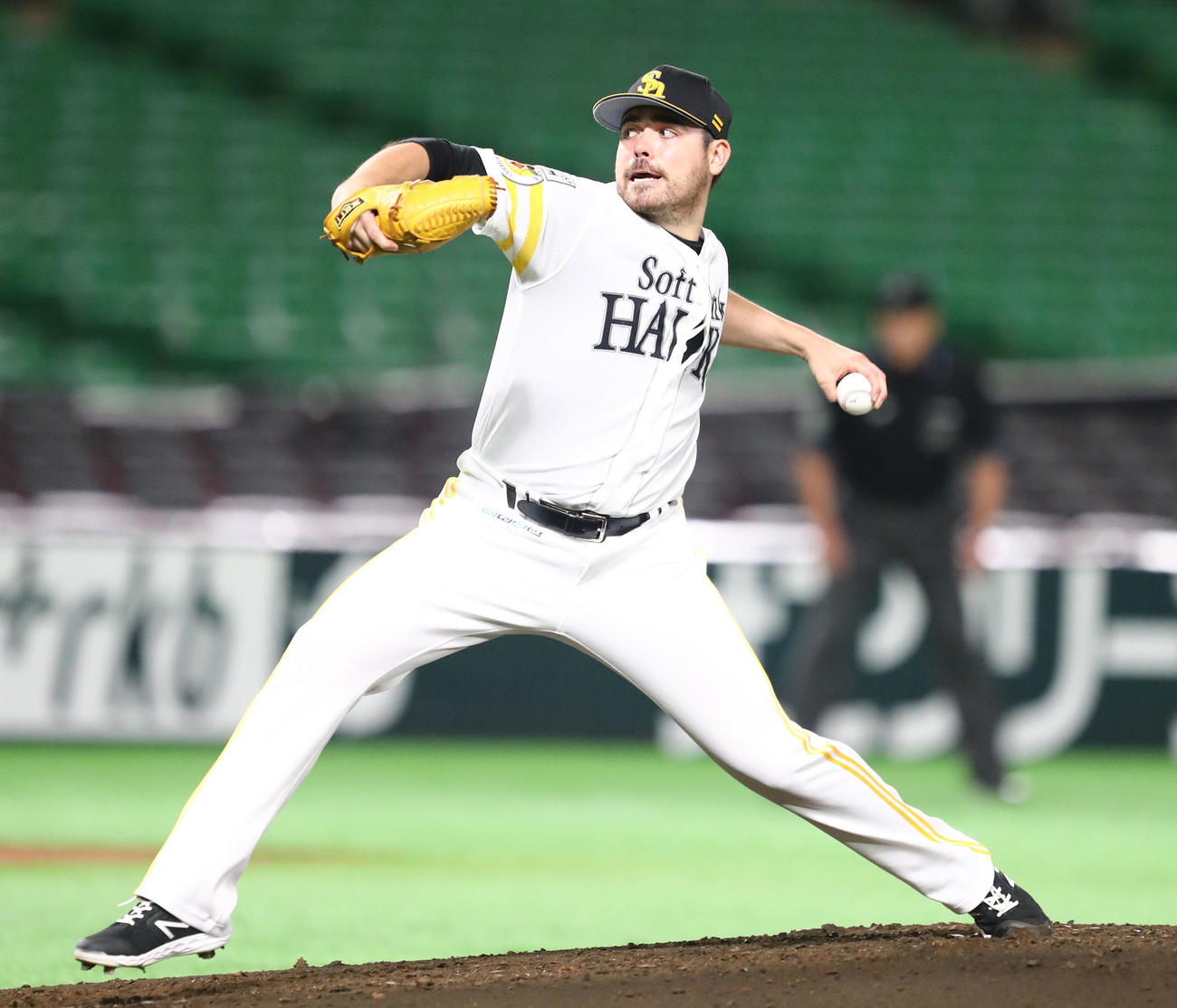 ソフトバンク先発のムーア（撮影・梅根麻紀）