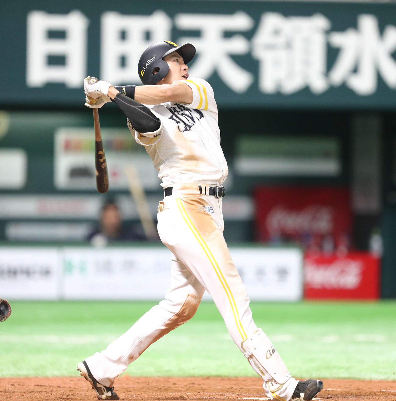 ソフトバンク対オリックス　8回裏ソフトバンク2死、柳田は中越え本塁打を放つ（撮影・梅根麻紀）