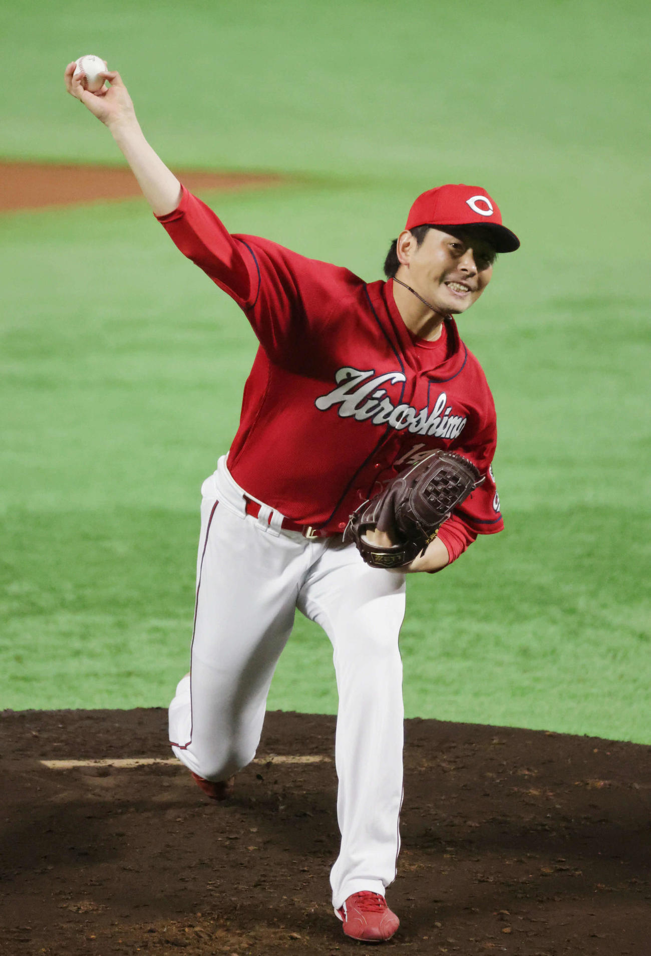 練習試合ソフトバンク対広島　広島先発の大瀬良（撮影・加藤孝規）