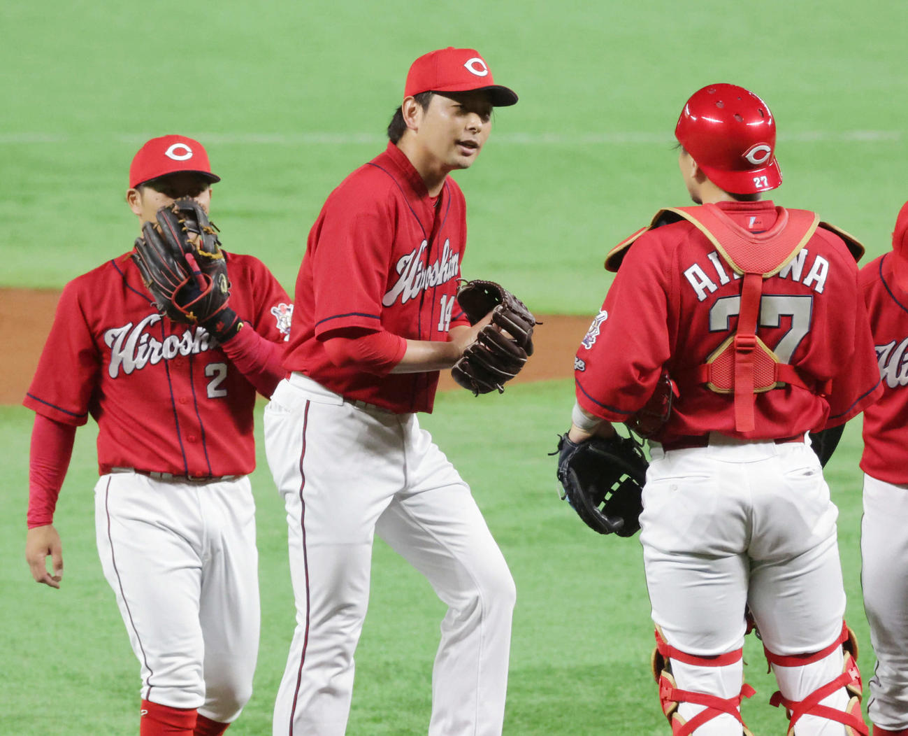 練習試合ソフトバンク対広島　1回2失点と乱調の広島先発の大瀬良＝（撮影・加藤孝規）