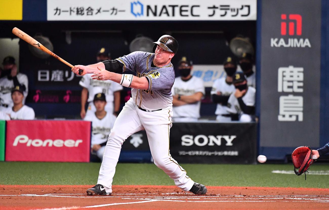 オリックス対阪神　1回表阪神2死、三振に倒れるジャスティン・ボーア（撮影・上田博志）