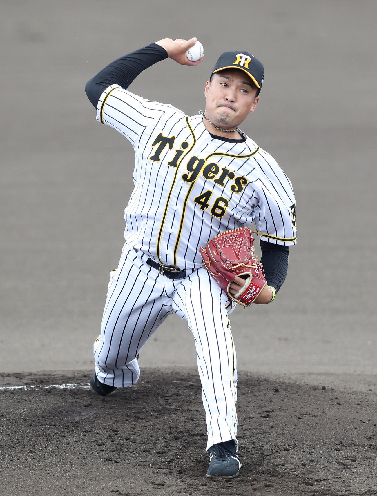 2軍練習試合　阪神対大和高田クラブ　練習試合に先発する阪神秋山（代表撮影）