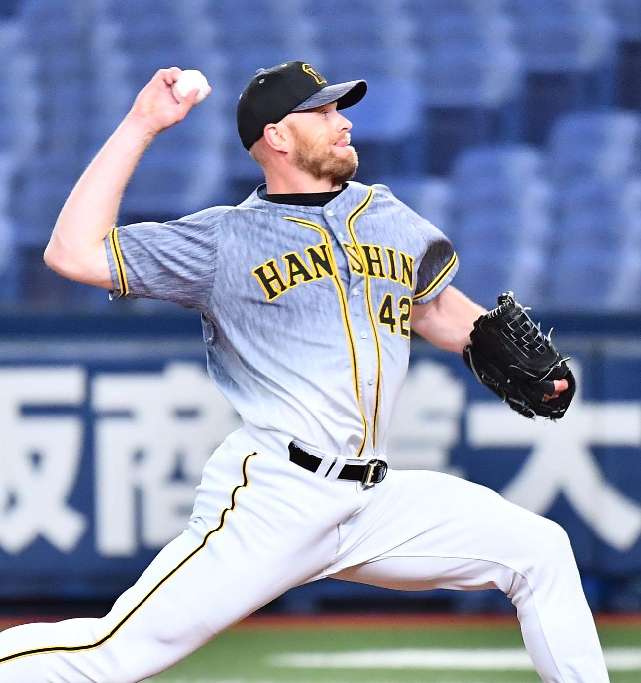 オリックス対阪神　9回に登板したジョン・エドワーズ（撮影・上田博志）