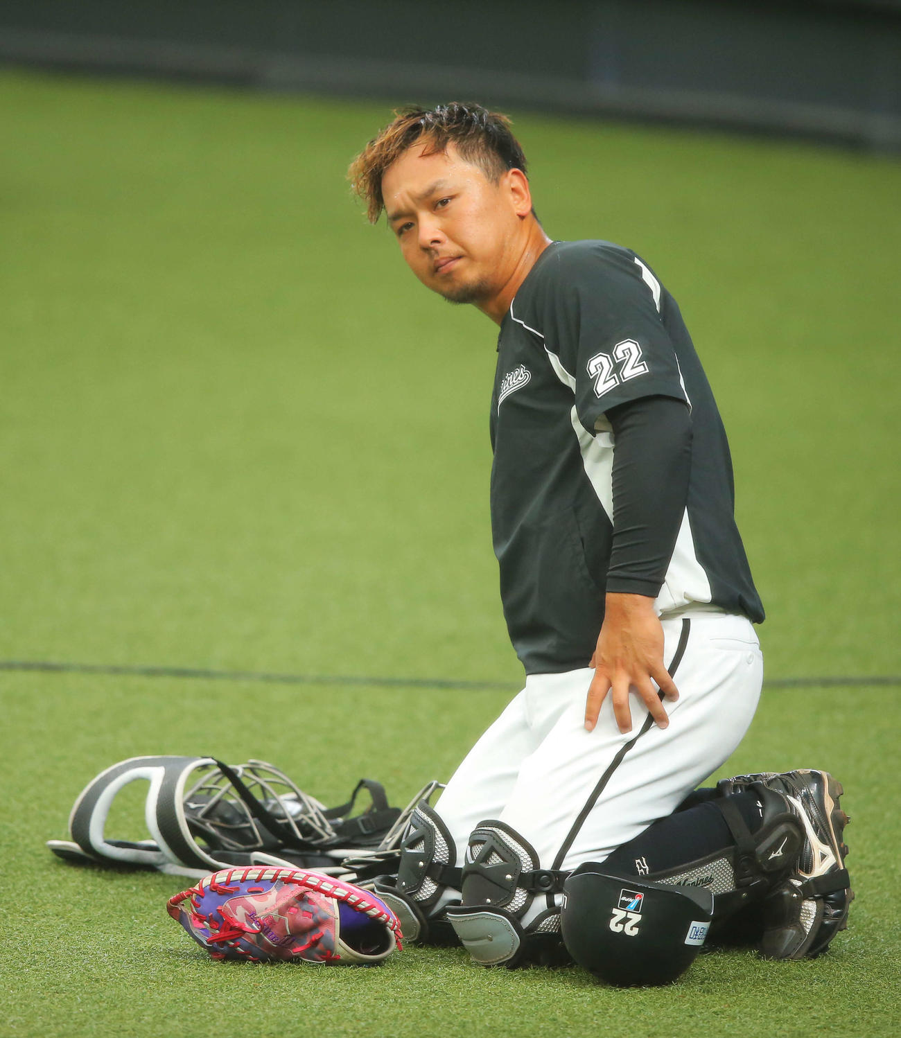 西武対ロッテ　練習に臨むロッテ田村