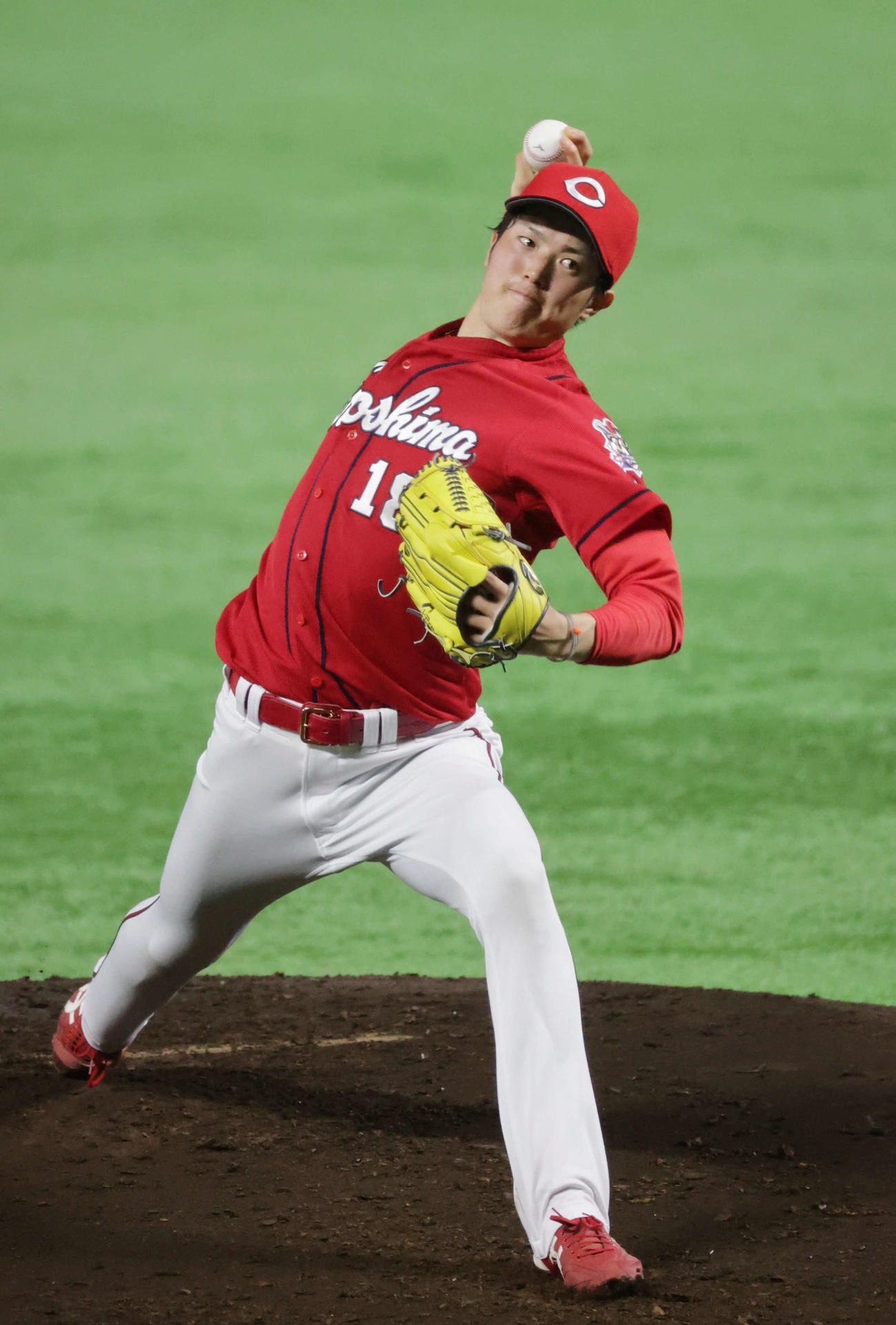 練習試合ソフトバンク対広島　広島先発の森下（撮影・加藤孝規）