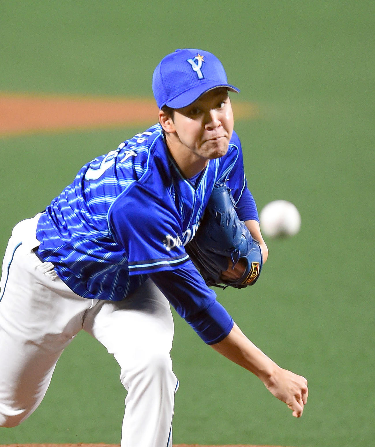 プロ野球練習試合　中日対DeNA　5回を1失点に抑えたDeNA先発の平良（撮影・森本幸一）